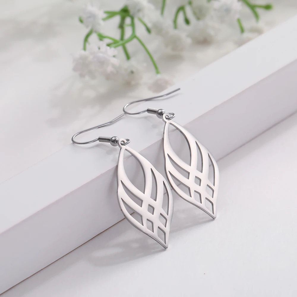Modern Stainless Steel Drop Earrings with Lattice Design 5 Modern Stainless Steel Drop Earrings with Lattice Design - Image 5
