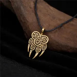 Veles Bear Paw Pendant Necklace in Silver or Gold