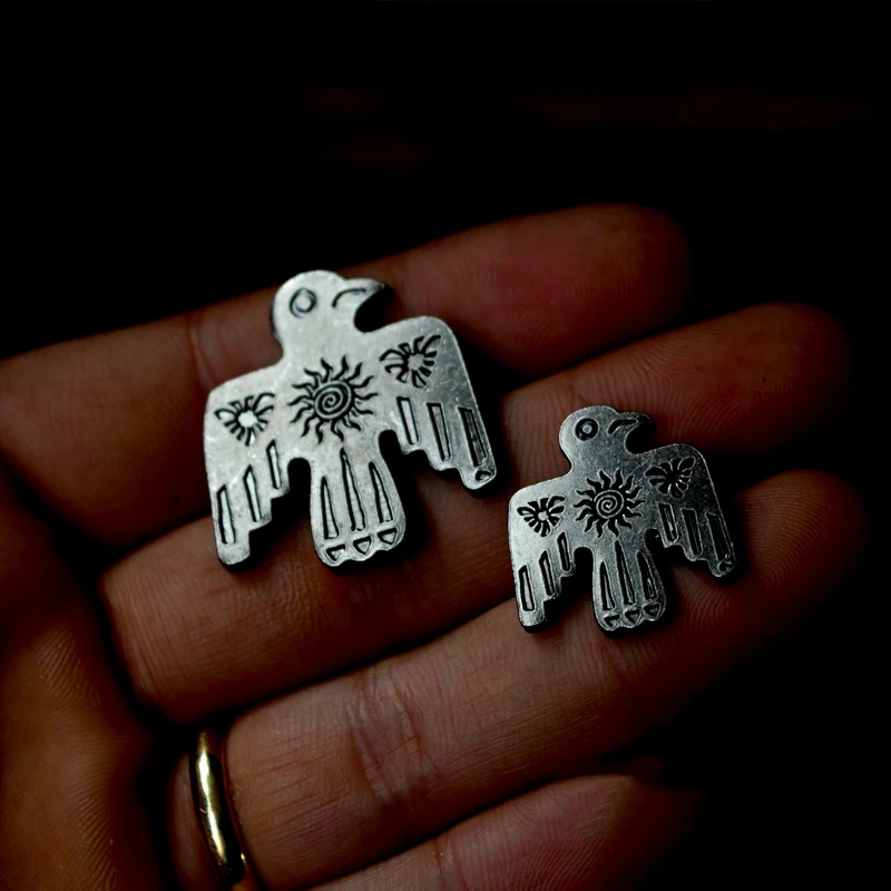 Indian Sun God Thunderbird Copper Brooch in Gold and Silver 4 Indian Sun God Thunderbird Copper Brooch in Gold and Silver - Image 4