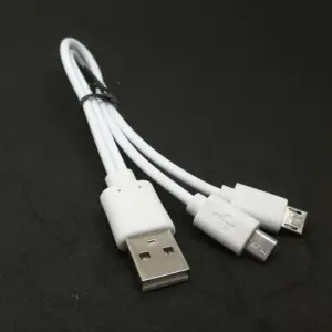 20cm White USB Y-Cable for Micro USB Devices