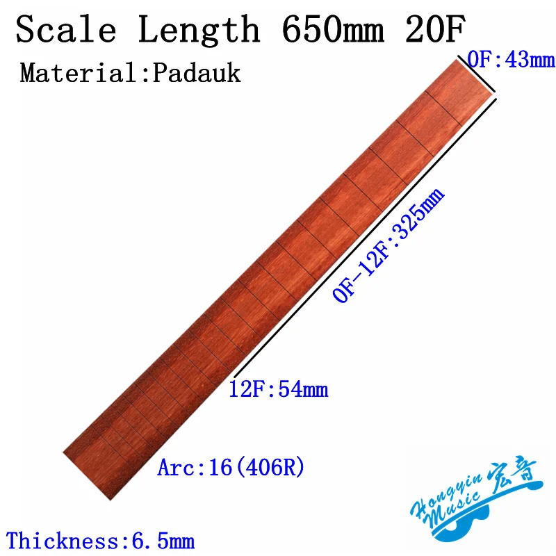 African Padauk Guitar Fingerboard 20/24 Frets, 6-7mm 9 African Padauk Guitar Fingerboard 20/24 Frets, 6-7mm - Image 9