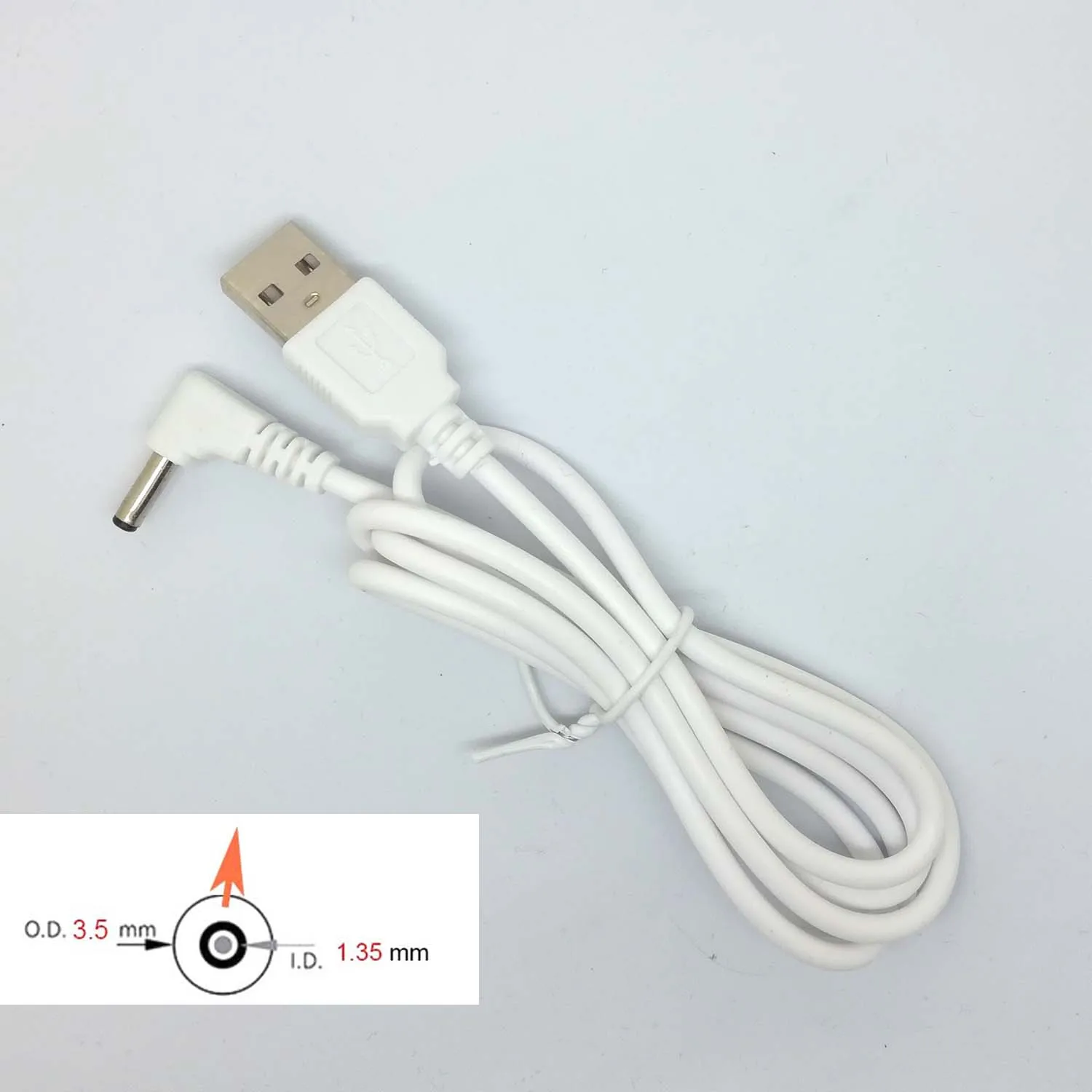 1-Meter White USB Power Cable with 3.5mm Barrel 4 1-Meter White USB Power Cable with 3.5mm Barrel - Image 4