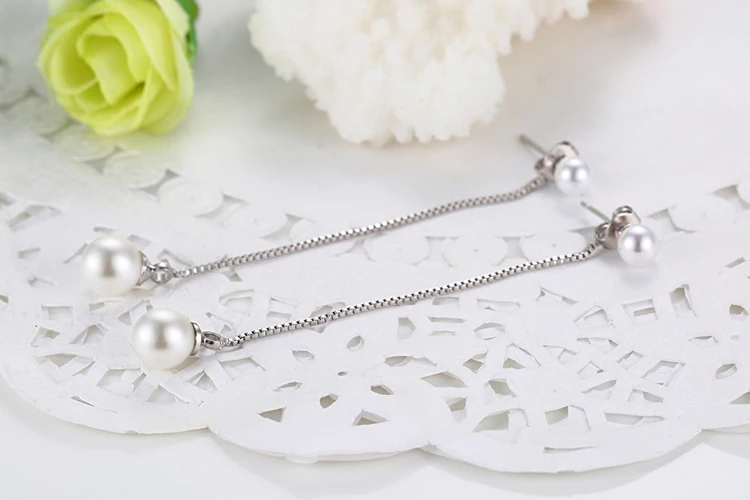 Silver Pearl Drop Earrings with Freshwater Pearls 3 Silver Pearl Drop Earrings with Freshwater Pearls - Image 3