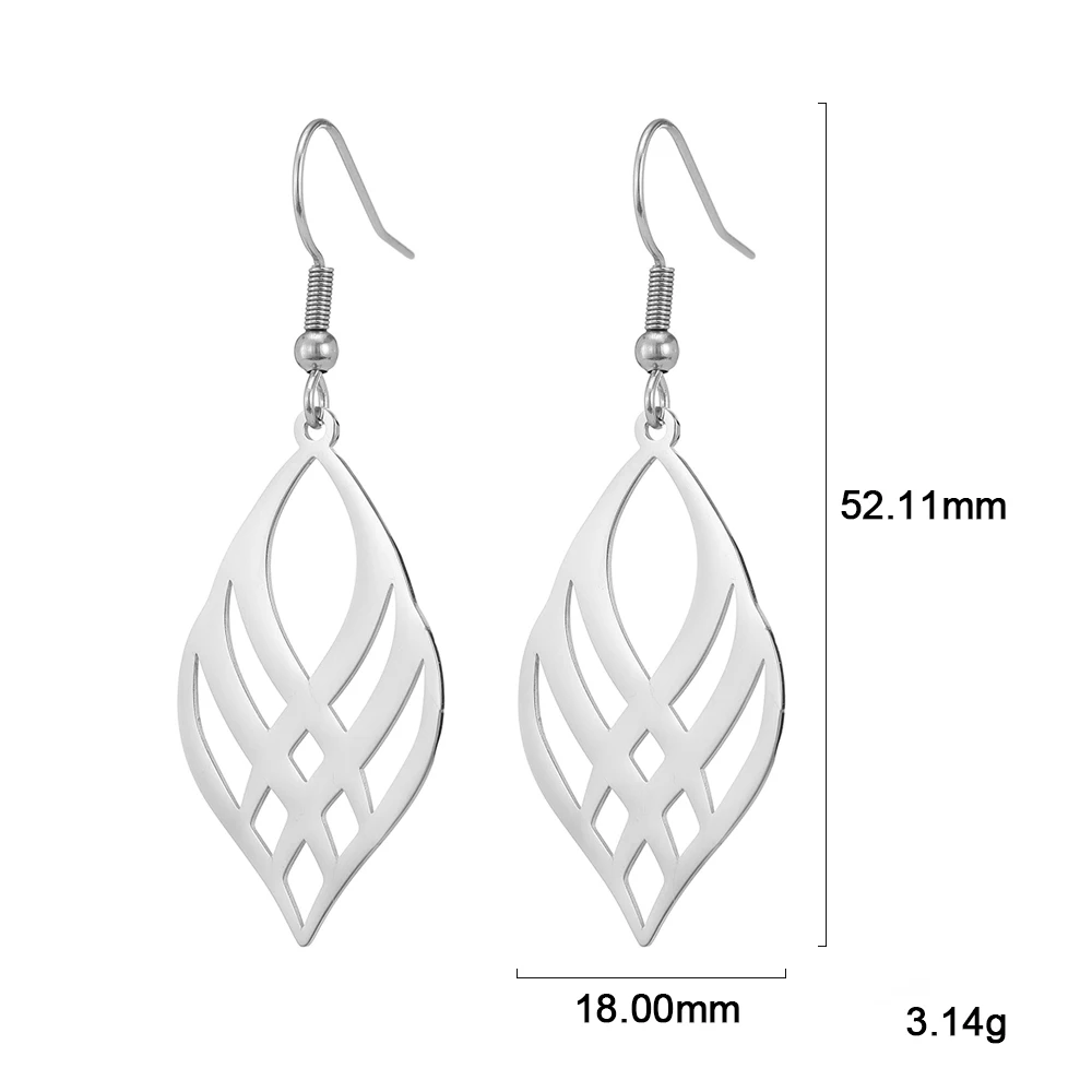 Modern Stainless Steel Drop Earrings with Lattice Design 6 Modern Stainless Steel Drop Earrings with Lattice Design - Image 6