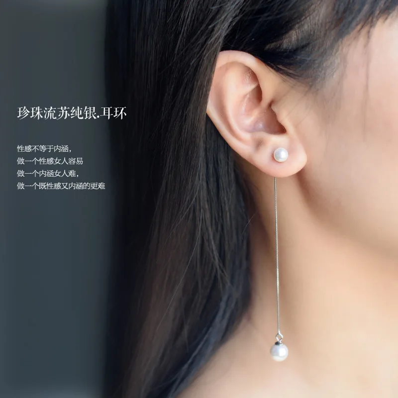 Silver Pearl Drop Earrings with Freshwater Pearls 6 Silver Pearl Drop Earrings with Freshwater Pearls - Image 6