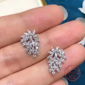 Geometric Leaf Zircon Earrings in Silver 7 Ha3b675664a50403481f1d4dd5fcace31R