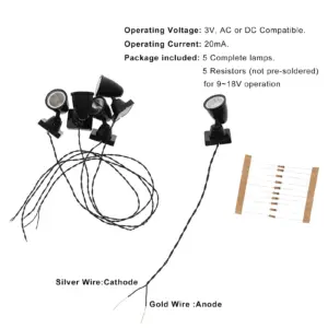 Set of 5 Miniature O Scale Lamp Posts