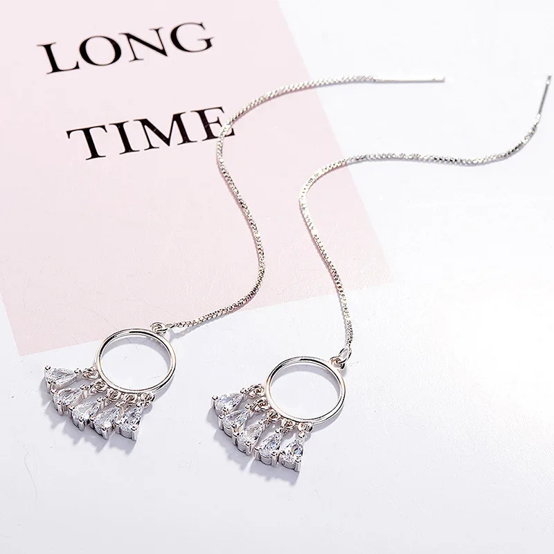 Elegant Geometric Sterling Silver Earrings with Zircons 4 Elegant Geometric Sterling Silver Earrings with Zircons - Image 4