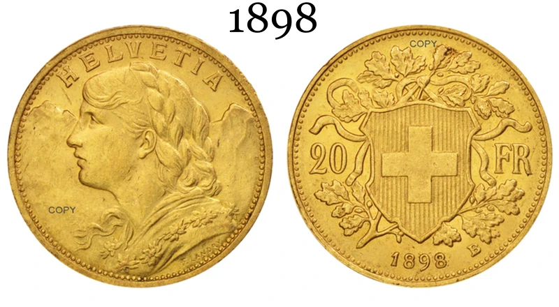 Switzerland 20 Francs Replica Coin 3 Switzerland 20 Francs Replica Coin - Image 3