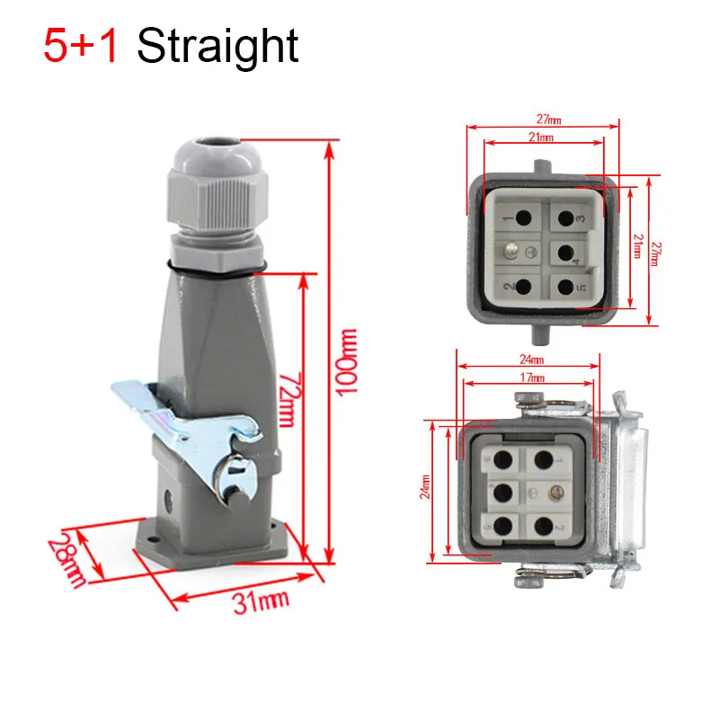 Heavy-Duty Rectangular Industrial Connector 4-10 Core 9 Heavy-Duty Rectangular Industrial Connector 4-10 Core - Image 9