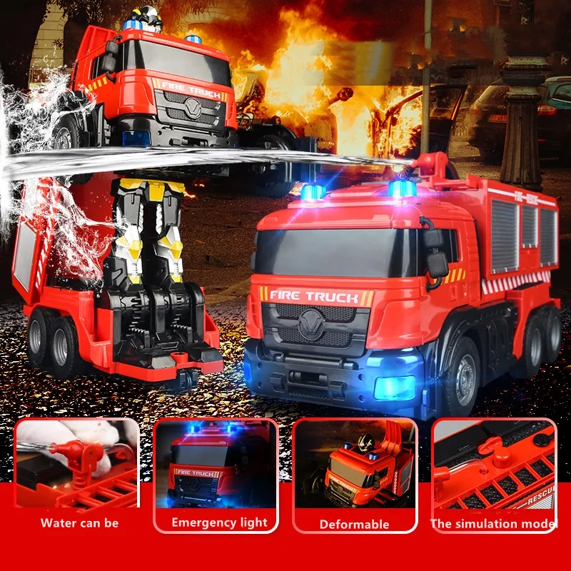 Red Remote Transformation Fire Truck Toy 2 Red Remote Transformation Fire Truck Toy - Image 2