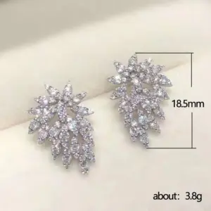 Geometric Leaf Zircon Earrings in Silver 9 Hbf0d79194b1447db8652aa9378d8bb82q