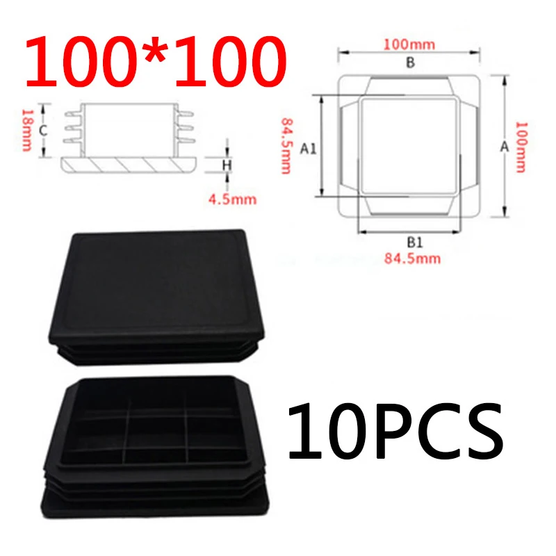 Black Square Pipe Plugs Set for Furniture 8 Black Square Pipe Plugs Set for Furniture - Image 8