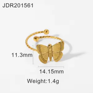 Stainless Steel Butterfly Ring with Gold Finish 13 Hc0d6523eea7f492a95d7574b0c92b3c2h