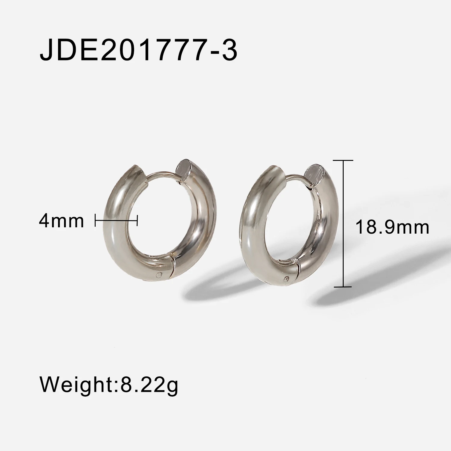 Stainless Steel Gold Hoop Earrings 18.9mm 8 Stainless Steel Gold Hoop Earrings 18.9mm - Image 8
