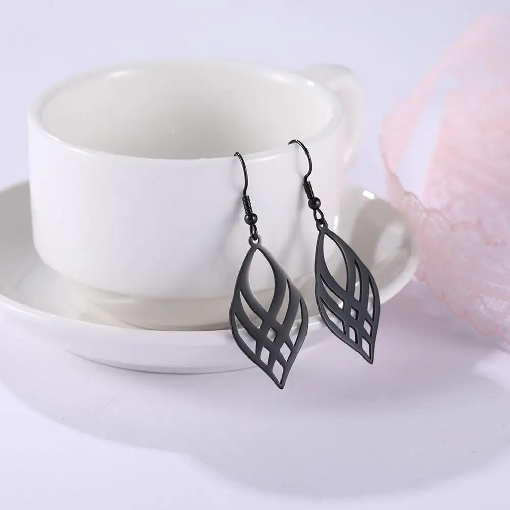 Modern Stainless Steel Drop Earrings with Lattice Design 8 Modern Stainless Steel Drop Earrings with Lattice Design - Image 8