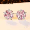 Silver Cherry Blossom Stud Earrings in Cubic Zirconia