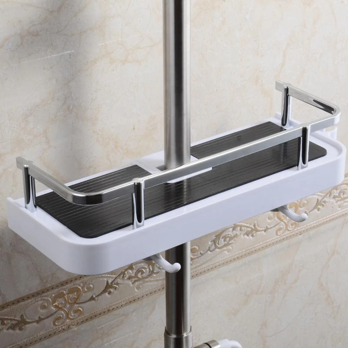 Modern Bathroom Pole Shelf with Adjustable Tray 2 Modern Bathroom Pole Shelf with Adjustable Tray - Image 2