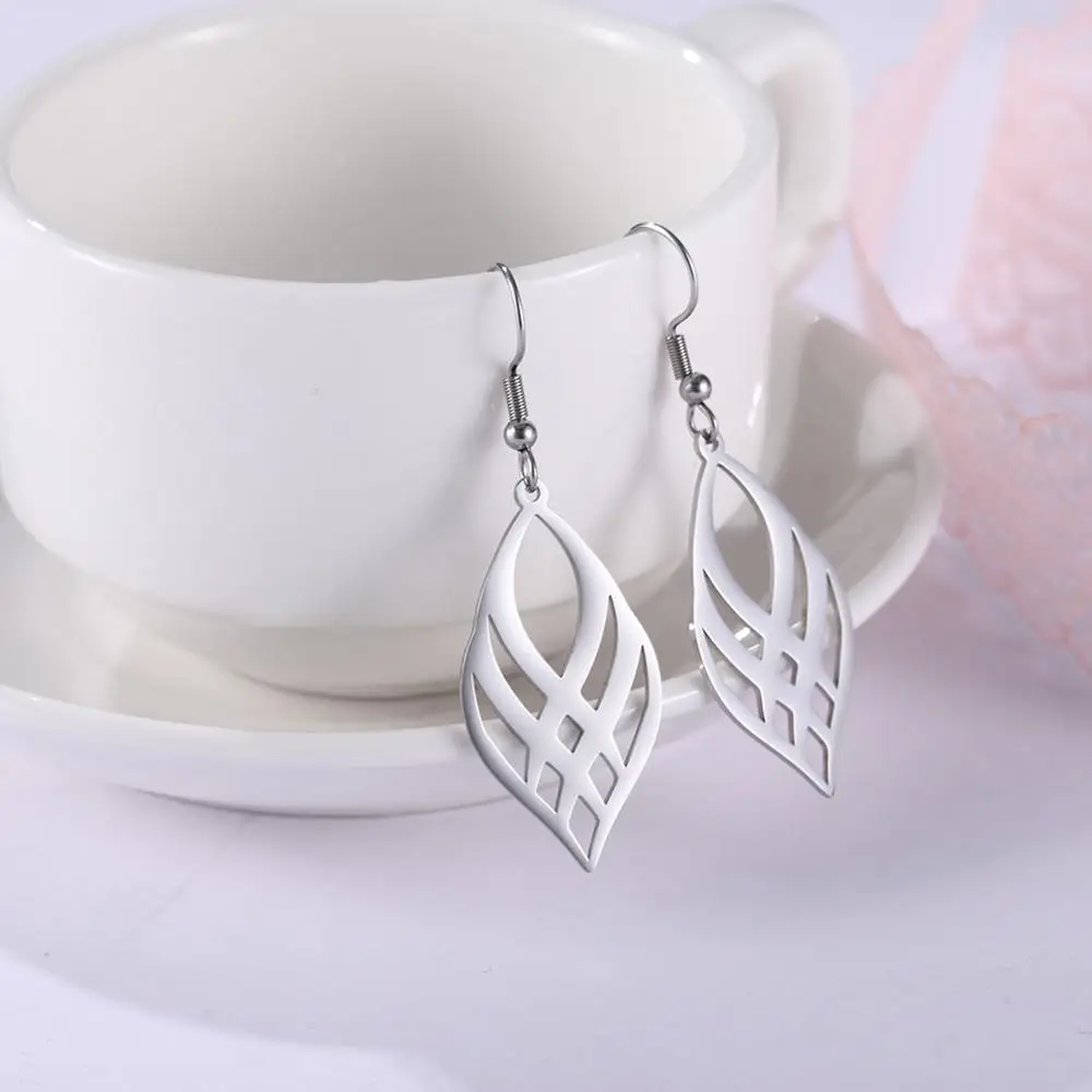 Modern Stainless Steel Drop Earrings with Lattice Design 7 Modern Stainless Steel Drop Earrings with Lattice Design - Image 7