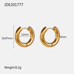 Stainless Steel Gold Hoop Earrings 18.9mm 15 He8d15b947f634ba380bb3fd88ca5530dT