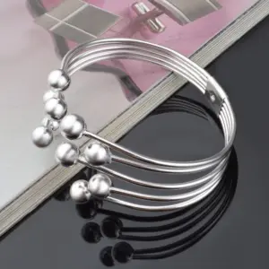 925 Silver Multi-Line Bead Open Cuff Bracelet 8 He92b845cc8e746fb8efb520c6ba4831d1