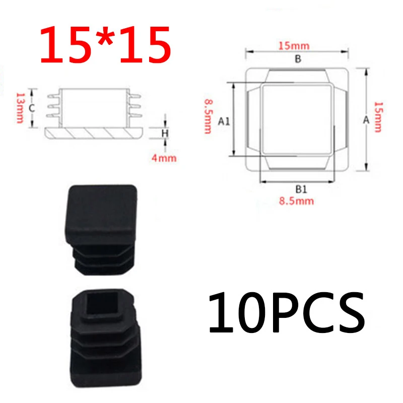 Black Square Pipe Plugs Set for Furniture 9 Black Square Pipe Plugs Set for Furniture - Image 9