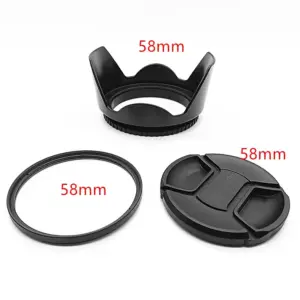 58mm Lens Hood, Cap & UV Filter Set