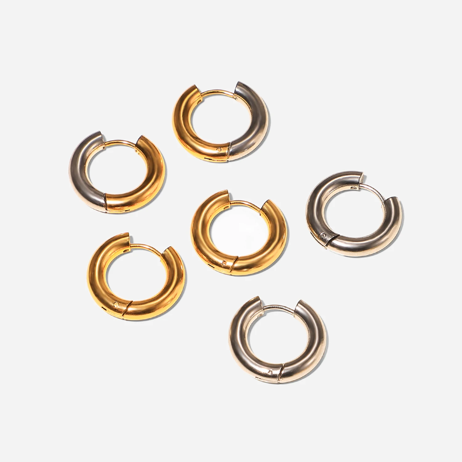 Stainless Steel Gold Hoop Earrings 18.9mm 6 Stainless Steel Gold Hoop Earrings 18.9mm - Image 6