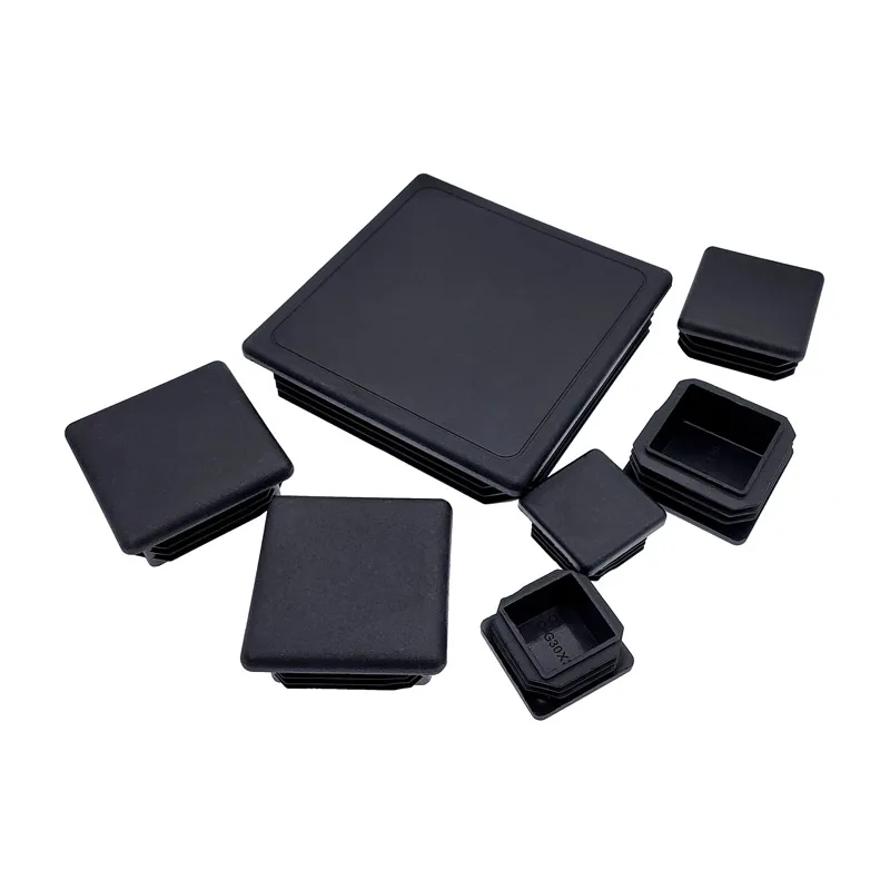 Black Square Pipe Plugs Set for Furniture 2 Black Square Pipe Plugs Set for Furniture - Image 2