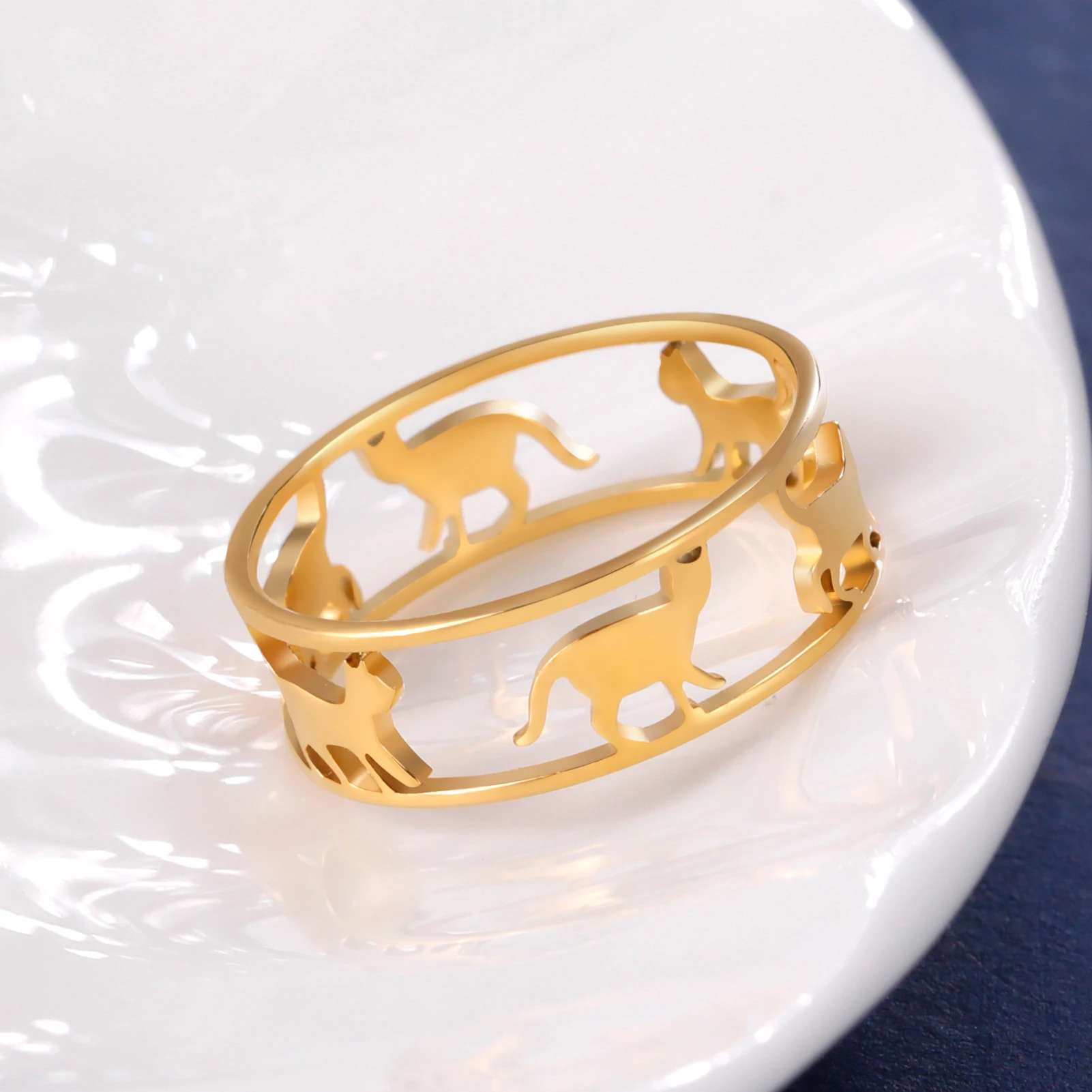 Playful Stainless Steel Cat Ring for Women 2 Playful Stainless Steel Cat Ring for Women - Image 2