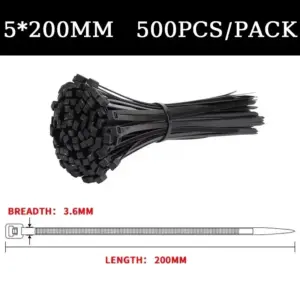 Black Nylon Cable Ties 150-500mm, 5/8mm Pack 17 S004338eff86e4debb361caeabed36712m