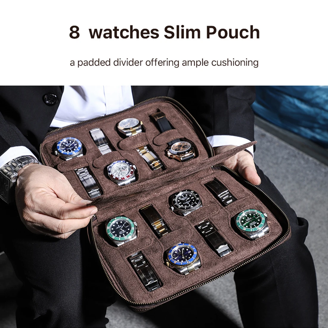 Leather Watch Organizer for Men CF1198-coffee 2 Leather Watch Organizer for Men CF1198-coffee - Image 2