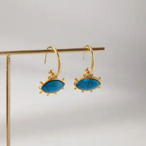 Gold and Blue Turquoise Devil's Eye Earrings 12 S00706550040740e98eb3ab2214b36ab8Z