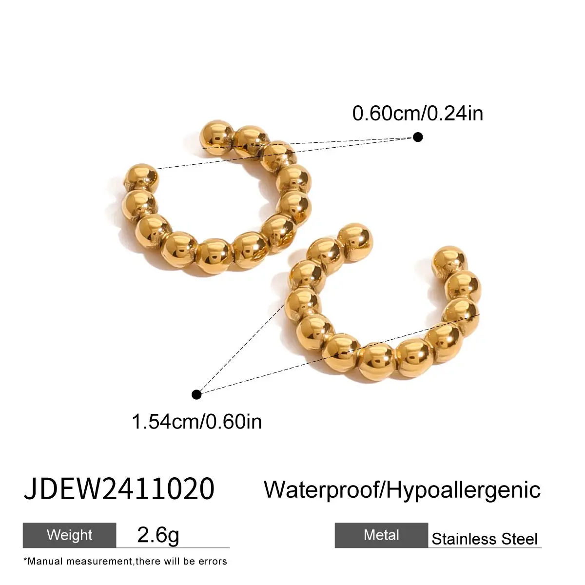 Gold Stainless Steel Earrings Set 4 Pcs 8 Gold Stainless Steel Earrings Set 4 Pcs - Image 8