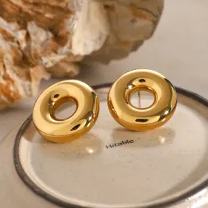 Gold Finish Stainless Steel Oval Earrings 7 S00a1bca735714840835516c7e9eb7760i