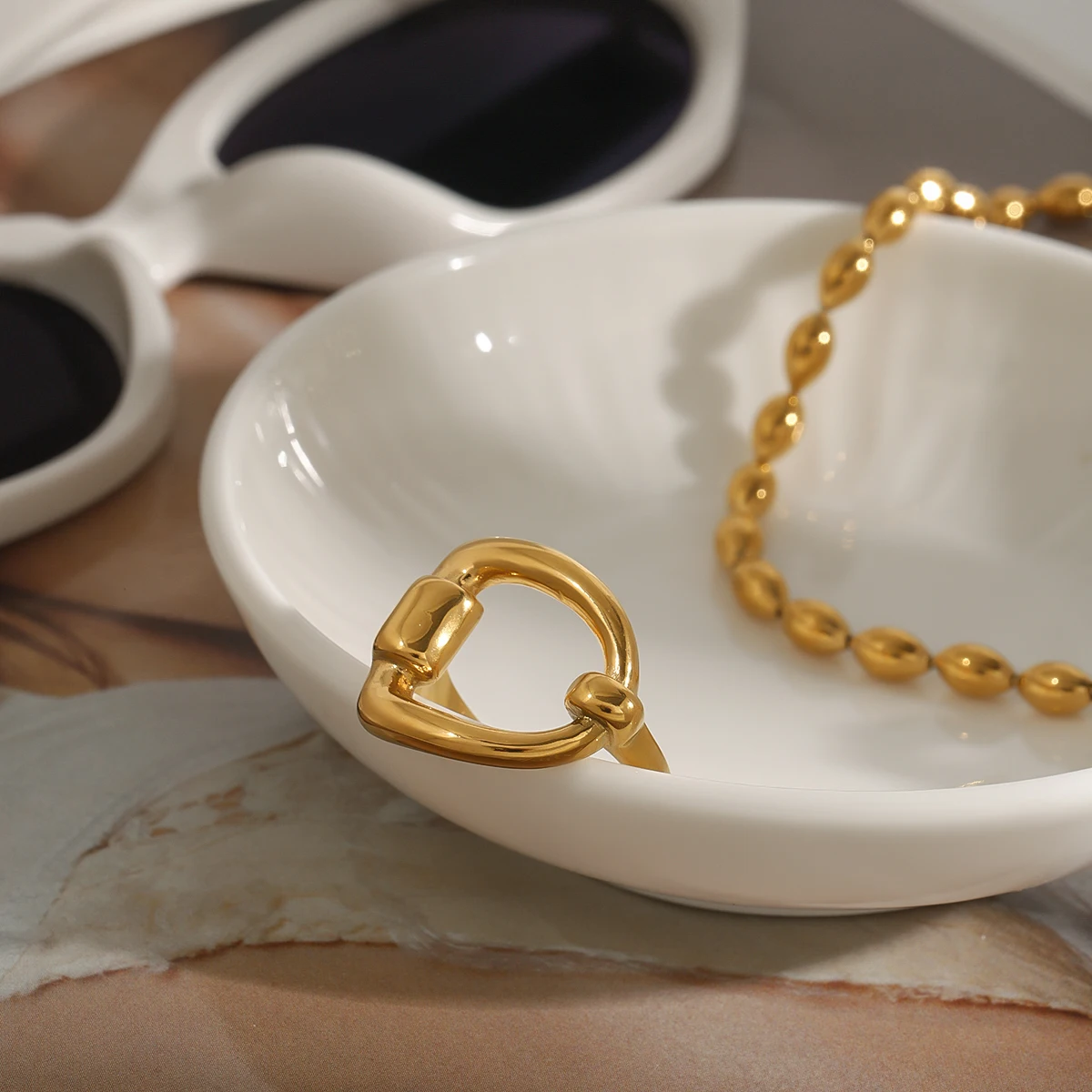 Stainless Steel Gold Women’s Adjustable Ring 2 Stainless Steel Gold Women’s Adjustable Ring - Image 2