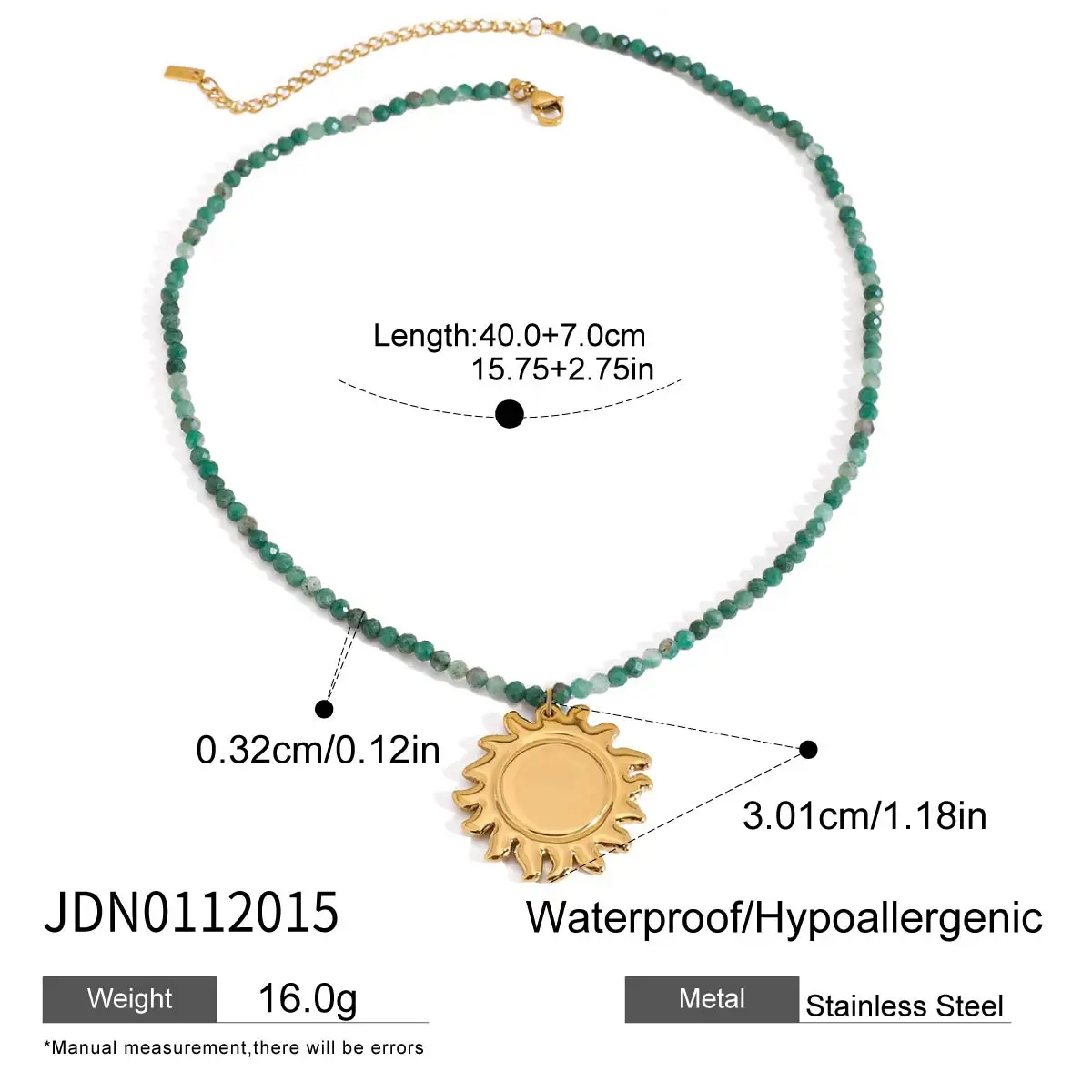 Gold Stainless Steel Sunflower Necklace 8 Gold Stainless Steel Sunflower Necklace - Image 8