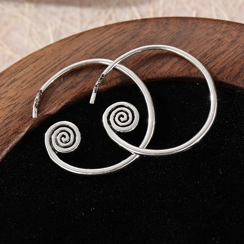Vintage Silver Hoop Earrings with Textured Finish 3 Vintage Silver Hoop Earrings with Textured Finish - Image 3