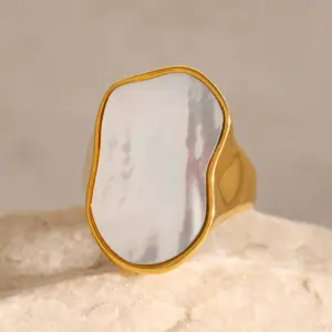 Stainless Steel Shell Cocktail Ring for Women 9 S0113cebc7caa416ca083bd243741a7acl