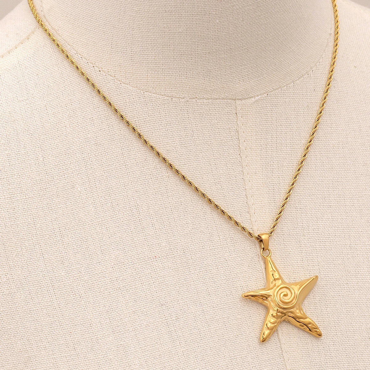 Gold Stainless Steel Starfish Necklace 6 Gold Stainless Steel Starfish Necklace - Image 6