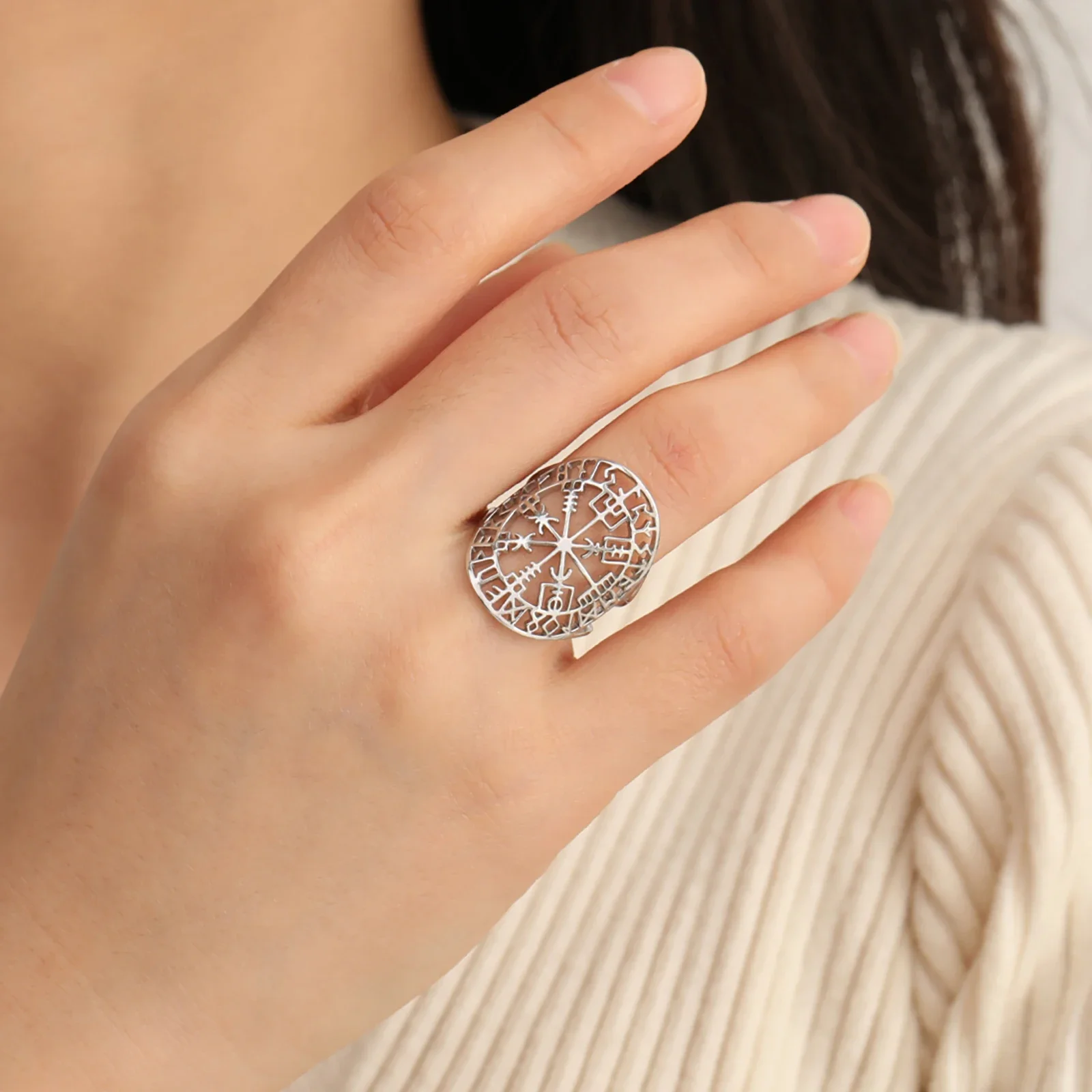 Nordic Vegvisir Stainless Steel Ring 5 Nordic Vegvisir Stainless Steel Ring - Image 5