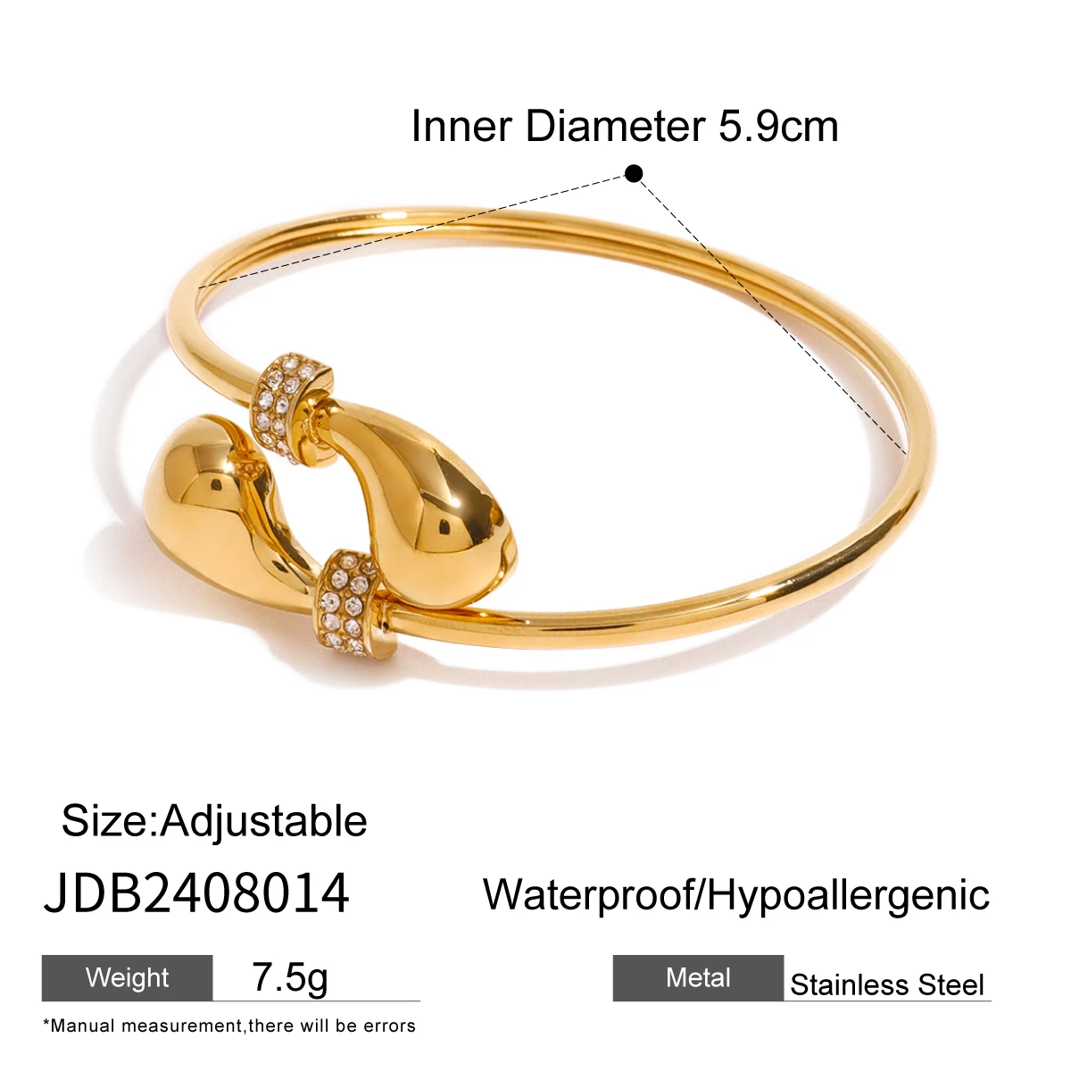 Stainless Steel Gold Comma Bracelet 7 Stainless Steel Gold Comma Bracelet - Image 7