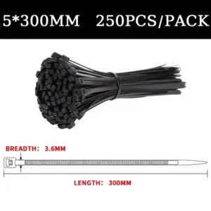 Black Nylon Cable Ties 150-500mm, 5/8mm Pack 19 S01cc103a06794151b92b4e360e9ef27eq