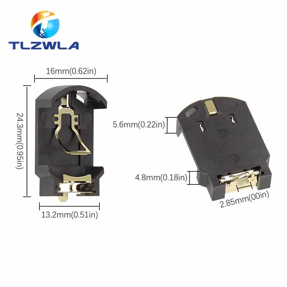 Black Plastic CR2032 Battery Holder Set of 10 6 Black Plastic CR2032 Battery Holder Set of 10 - Image 6