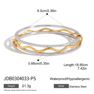 Stainless Steel Wave Bangle Bracelet for Women 16 S02a0dcbbc0a847729e1cd6a94b8a213bm