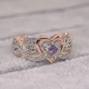 Two-Tone Geometric Wedding Ring with Purple Stones 7 S02bc843bf79c4dd3924d7db15e668883Z
