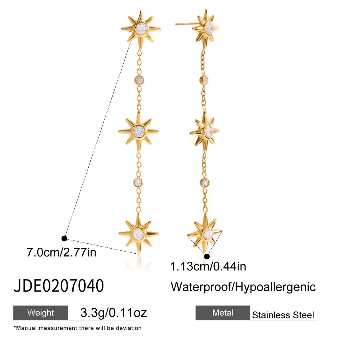 Gold Sun and Star Earrings in Stainless Steel 7 Gold Sun and Star Earrings in Stainless Steel - Image 7