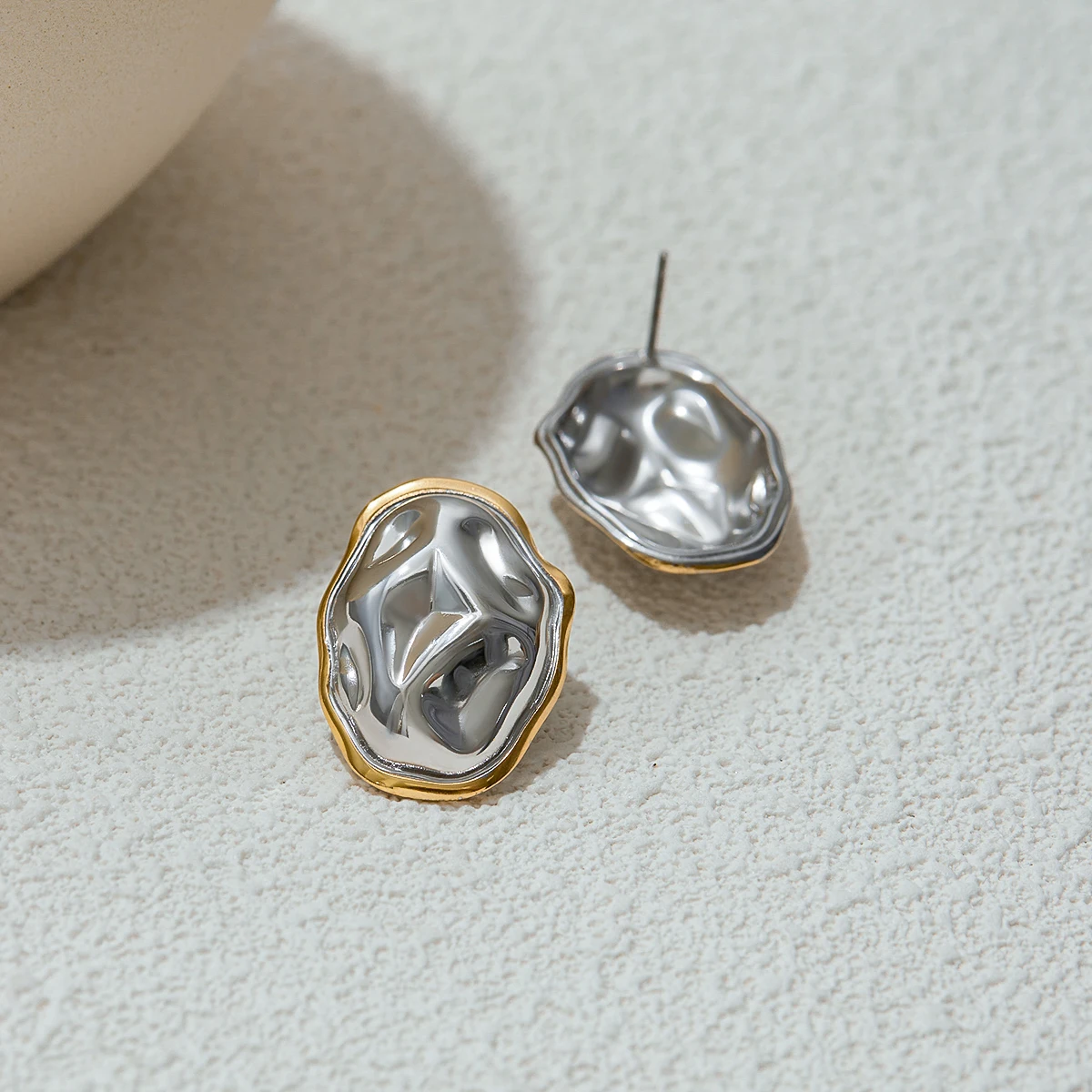 Stainless Steel Folded Oval Earrings 4 Stainless Steel Folded Oval Earrings - Image 4