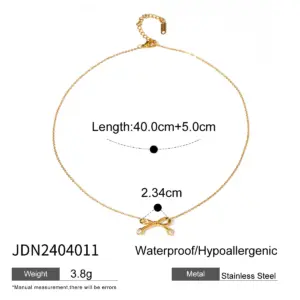 Stainless Steel Gold-Tone Bowknot Jewelry Set 15 S03239e3fd86c48c8aedc414a53688e05t