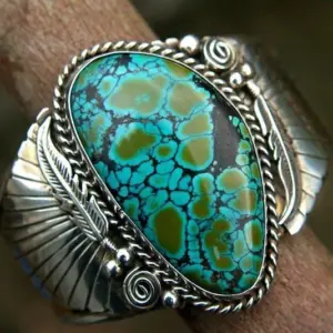 Vintage Silver Flower Ring with Imitation Turquoise 9 S035c784c09ff43d8bb5f96a1de103a9aG